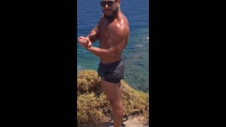 Flexing on the beach
