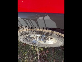 Anal Virgin Twink Peeing Pissing on Daddy’s Truck