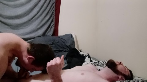 Sucking my new virgin straight roommates cock until he fills my mouth with cum!