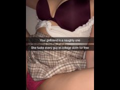 Cheating college girl fucked roughly in student dorm on Snapchat