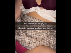 Cheating college girl fucked roughly in student dorm on Snapchat