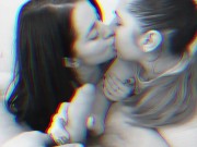 Preview 3 of Sexy Ukrainian girls with big tits sucking cock - double blowjob including deepthroat (groupsex) 3D