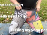 Pissing accident doing yoga outside