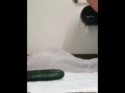 Preview 2 of Subway SSBBW cucumber fuck on break