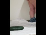 Preview 3 of Subway SSBBW cucumber fuck on break