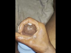 Oiled black dick used hello cake stroker