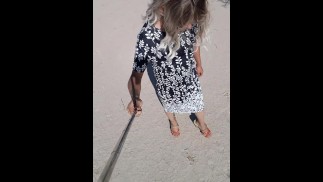 cute hot trans with thong dress and heels walks in public very slutty ​
