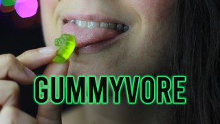 Vore fetish: eating and chewing gummy bears