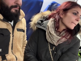Quick saw with Cum in Mouth between Train Seats