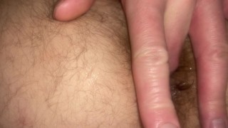 Close up anal fingering in hotel room