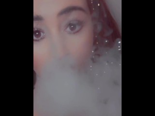 Tits out Smoking & Licking Ecig