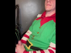 Naughty chavy elf caught masturbating to porn and cumming