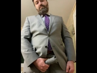 Rex Mathews Business Suit Strip to Lick Cum off Toilet Seat