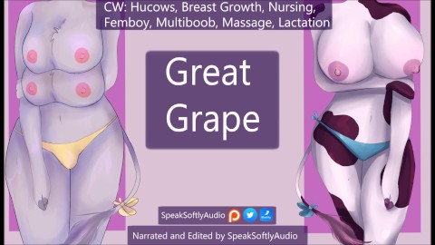 [Audio] Femboy Hucow Grows Multibreasts For Grape Breastmilk Femboy/F/F