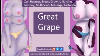 [Áudio] Femboy Hucow Cresce Multibreasts Para Grape Breastmilk Femboy/F/F