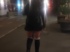 MILF  power pissing in public and masturbating and almost gets caught by car stopping to watch