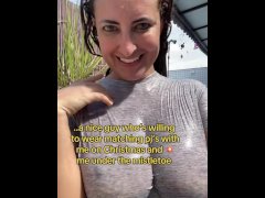 Wet t-shirt contest by big titty brunette