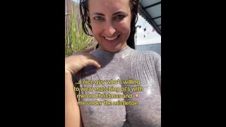 Wet t-shirt contest by big titty brunette