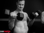 Preview 1 of Tatted StepDaddy & Jock Stepson Spitroast Beefy Trainer - NextDoorTaboo