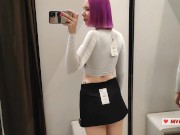 Preview 5 of I Try on haul transparent clothes in fitting room and have masturbation with strong orgasm.
