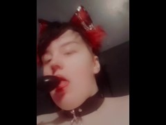 Sissy ftm catboy sucks his buttplug