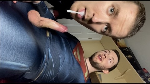 Superman Cums in Twinks Mouth to Swallow