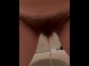 Preview 5 of Sexy teen with hairy pussy takes a stand up piss after getting fucked hard