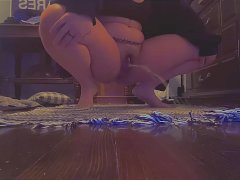 Horny piss on my rug and floor