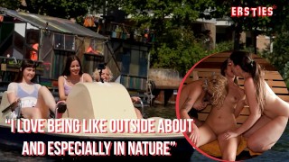 3 Lesbians Tour The Lake Topless Before Having Sex