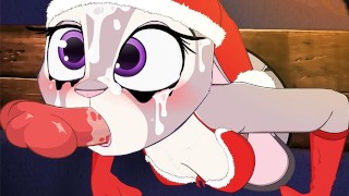 Judy hopps en la pared chupa polla dura peluda mirada navideña