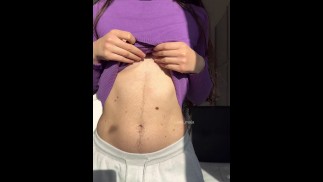 HAIRY GIRL naked in front of neighbors
