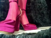 Preview 3 of Sissy CD Struts in Pink Heels and spreads her pussy for you