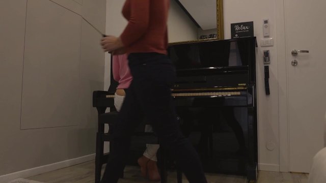 Piano Teacher Wedgie and Spanking her Student