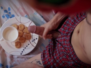 Spécial Noël Big Dick Slim Latino Twink Magic C Se Branler Couvrant Des Biscuits De Noël