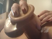 Preview 6 of Squirting and huge orgasm on my big toy dick