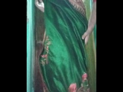 Indian Crossdresser wearing the Green Saree  xxx and feeling sexy