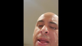 He covered my face! Deepthroating BWC cum facial