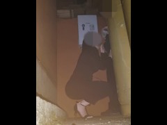 Company Year-End Party. Married woman gives blowjob in a corner of the party.