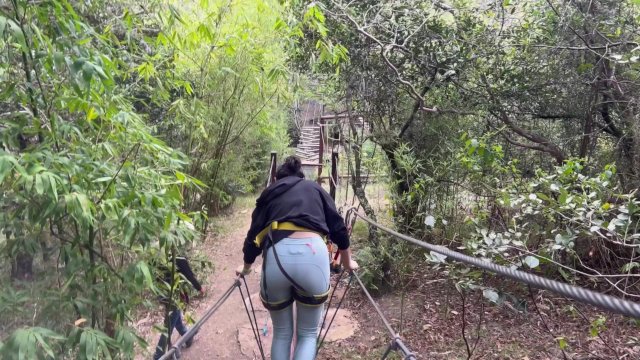 Outdoor lesbian sex after a dose of adrenaline.