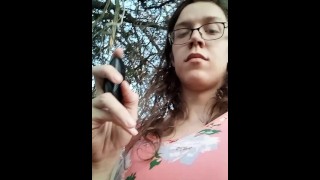 trans girl remote control thrusting vibrator in public