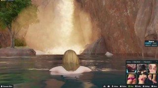 Nude beach, swimming topless in a waterfall