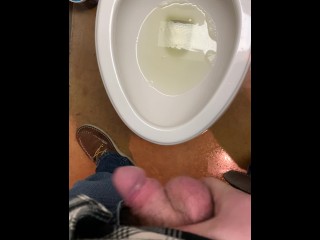 Taking a Piss & Playing with my Cock at Work