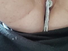 teasing my pussy with metal bracelet