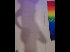 The shadow of a trans girl masturbating
