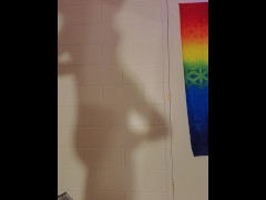 The shadow of a trans girl masturbating