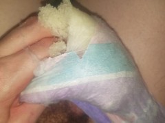 Soaked goodnites jack and cum it busted open!!!