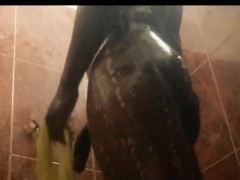 BBC shower can Stroking his dick for his baby after a long day