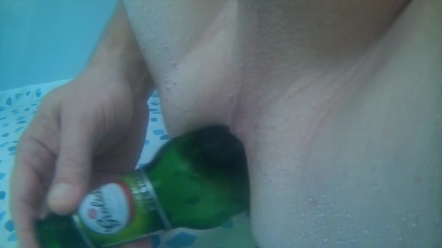 Horny in Jacuzzi - Beer bottle in ass