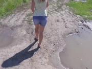 Preview 1 of Slim milf pissing by the road.