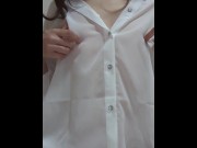 Preview 4 of virgin japanese girl nipple masturbation, beautiful nipples visible through the shirt